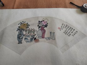 吴昌硕国画（扇叶画）