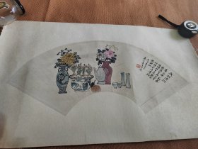 吴昌硕国画（扇叶画）