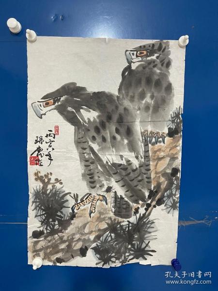 931 国画 崔瑞鹿 曾任北京市花鸟画研究会理事、山东齐鲁春书画社名誉社长、现任中国书法艺术研究院副院长、中央书画院院士，广州民族民间艺术专业学校教授兼任湖南科技大学建筑艺术系客座教授、中日青年交流中心客座教授 70*45cm 品如图 有撕口