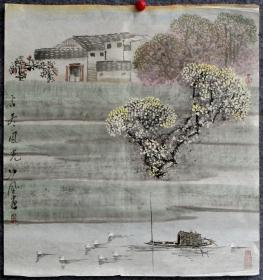 【保真】【【江风老师精品画】】《占尽风光》人称观此画有六气：地有灵气、树有仙气、花有瑞气、水有财气、院有神气、室有雅气！越看越耐人寻味！透过画面奇观似有藏龙卧凤藏风聚气蕴含在内里，淡雅的古色古香暗合儒、道、八卦等博大中国文化思想......是厅堂、书房、卧室等装饰的高雅艺术品！010540