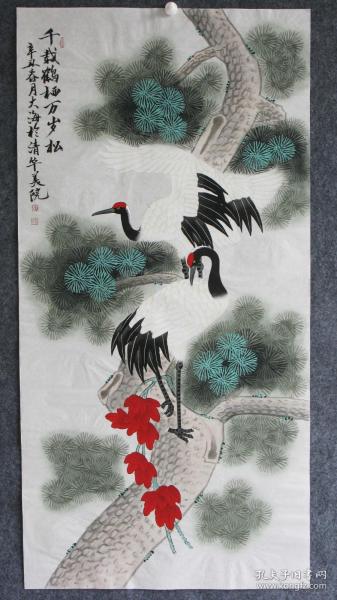 【保真】【工笔精品松鹤图】著名书画家大海老师国画  一流精品 装饰赠友收藏保值最佳选择！！09834