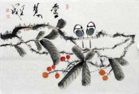 【包真】王成老师国画精美花鸟  画工精湛 栩栩如生 人见人爱  物美价廉 四尺三开08568