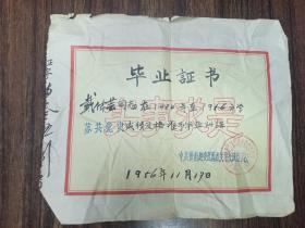 W 1956年 戴体芸  中共晋南地委  《苏共党史毕业证》  一张！！！！