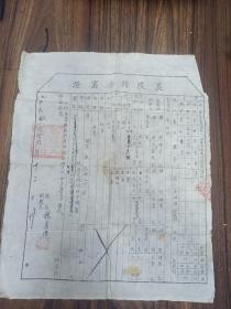 W1949年 《襄陵县房窑证》一大张！！！ 业主孙彦学  县长 杨奠清    带发票