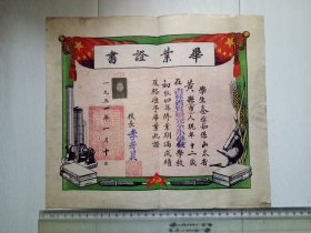 1951年 吉林省实验完全小学校毕业证书