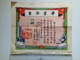 1952年 永吉县第六区（西阳村）第一完全小学校毕业证书