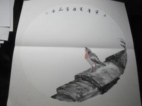 手工绘画装饰画山水画，鸟