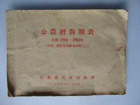 公农历对照表（公历1916—1960）【登记、统计业务参考材料之三】