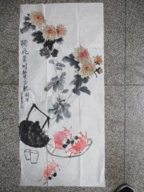 关辉先生的早期水彩画《菊花黄时蟹正肥》 关辉.未年冬