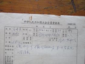 1960年中华人民共和国工会会员登记表.申请书（宁波市三轮车公司冯翠英）