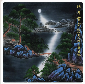 字画书法，【张仁芝 】，著名山水画家，写意，四尺斗方山水，尺寸：68厘米×66厘米，彩墨山水