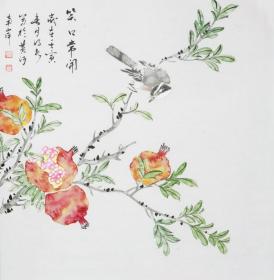 （书法字画）：....，实力花鸟画家，没骨写意，花鸟小品，真迹， 尺寸：49厘米*49厘米（三尺斗方）。