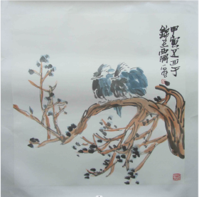 书法字画，【陈子庄 】 ，山水镜片，画心尺寸:（67厘米×67厘米） ，已裱