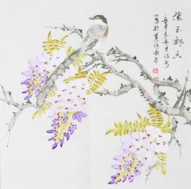 （书法字画）：实力花鸟画家，没骨写意，花鸟小品，真迹， 尺寸：49厘米*49厘米（三尺斗方）