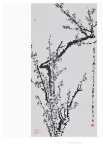 （书法字画） ：【董寿平】 ，水墨写意，，梅花..... 尺寸：98厘米*49厘米（三尺）