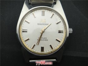 美品玫瑰金刻度上海7120-748男机械表