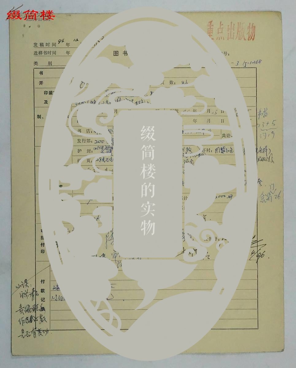 原人民美术出版社副总编辑陈允鹤1994年签字，《卢光照、程莉影近作集》“可发稿”出版审稿单一件