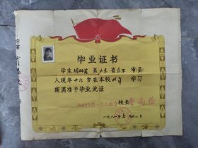 1981年沈阳市第一六八中学xx同学毕业证书