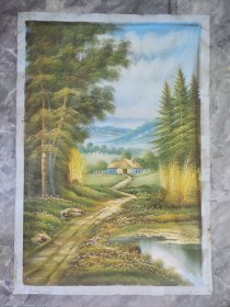 80年代教授画家纯手绘山水风景油画一幅
