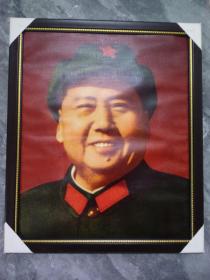 90年代彩喷带框毛主席人物宣传画