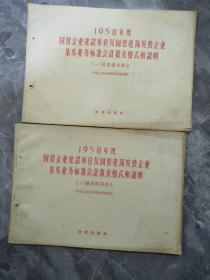 1958年国营企业建设单位及国营建筑安装企业基本业务标准会记报表格式和说明二本