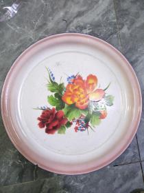 70年代大个牡丹花搪瓷盘
