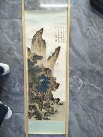 俯头流泉山水织绒画