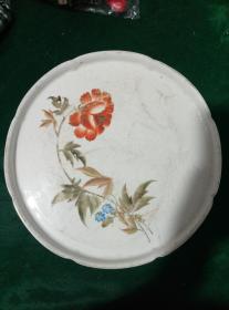 50年代手绘花卉瓷茶盘