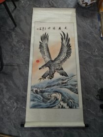 纯手绘国画雄鹰展翅飞，大展宏图