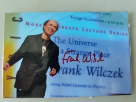 弗朗克·维尔切克 亲笔签名照片，2004年,诺贝尔物理学奖得主，中国科学院外籍院士、理论物理学家。