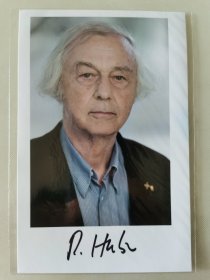 罗伯特·胡贝尔 亲笔签名照片，1988年诺贝尔化学奖得主，德国化学家。