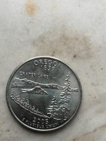 美国俄勒冈州币 1／4 元  半闪光