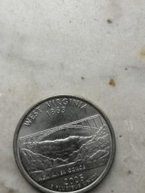 美国西弗吉尼亚州币 1／4 元  半闪光