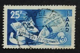 德国法国占领区萨尔州邮票-----接受欧洲委员会 / 重新建设 / 风光（信销票）
