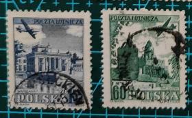 波兰邮票----航空邮政（信销票）
