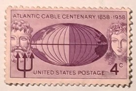 美国邮票---大西洋海底电缆铺设百年 / 越南战争退伍军人 / 画家卡萨特 划小船聚会（信销票）