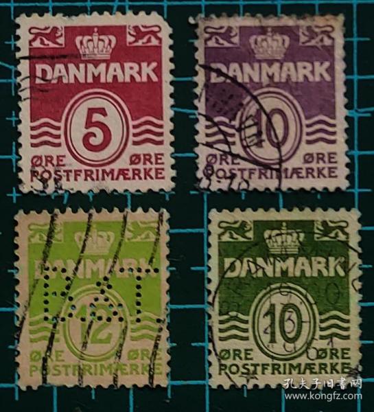 丹麦1939年邮票----皇冠数字邮票（信销票）