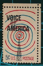 美国邮票----美国之音广播电台成立25周年