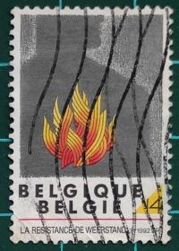 比利时邮票-----二战抵抗运动火焰（信销票）