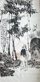 李午申 人物四尺中堂（郑板桥像） 手绘国画