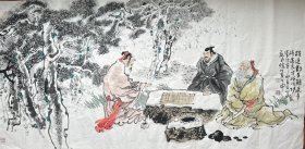 李午申 人物横幅（棋逢对手） 手绘国画