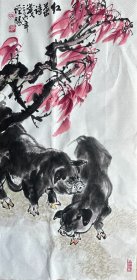 陈增胜 花鸟小中堂 （红叶诗笺）手绘国画