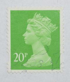 梅钦普票 20p信销票 椭圆齿 全国票1枚 英国女王