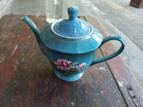 瓷  茶壶   天蓝釉