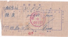 食品专题----1970年山西省襄垣县城关公社,鲢鱼发票98
