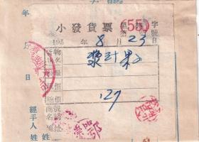 食品专题----1956年黑龙江林口县二合饭馆,浆汁果子小发货票97