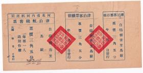 清代民国交通票------民国24年(1935年代)河北省内河航运局,津泊航线客票,杨柳青--马厂