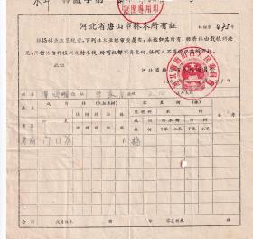 结婚毕业营业证类----1963年河北省唐山市北家店公社五四生产大队"唐山市林木所有证"475