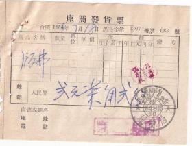 食品专题----1956年黑龙江海林县柴河饭店,饭费发货票88