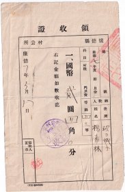 康德7年(1940年)吉林省怀德县玻力城村